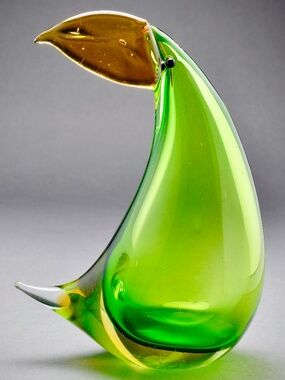 Large Murano ? Sommerso Stylized Glass Toucan Sculpture Bird